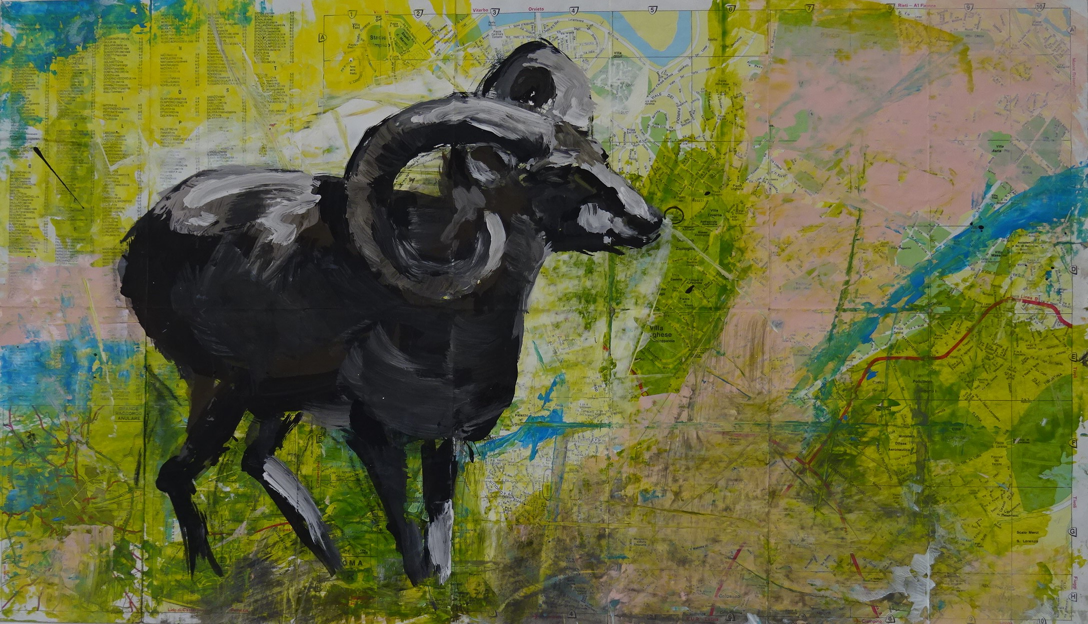 Bild von Franziska Morgner-Fanderl - Steinbock, Acryl, 67 x 39